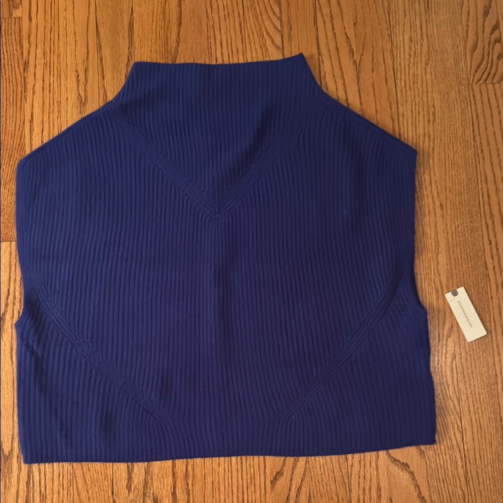 Athropologie Blue Cashmere Sleeveless Sweater